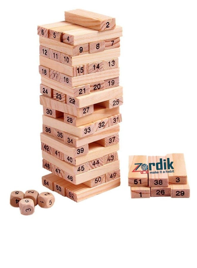 ZORDIK مجموعة مكعبات خشبية من زورديك، 54 قطعة، تتضمن 4 مكعبات من الخشب الصلب، لعبة بناء الأبراج للأطفال من عمر 4 سنوات فما فوق، لاعب واحد أو أكثر - Image 4
